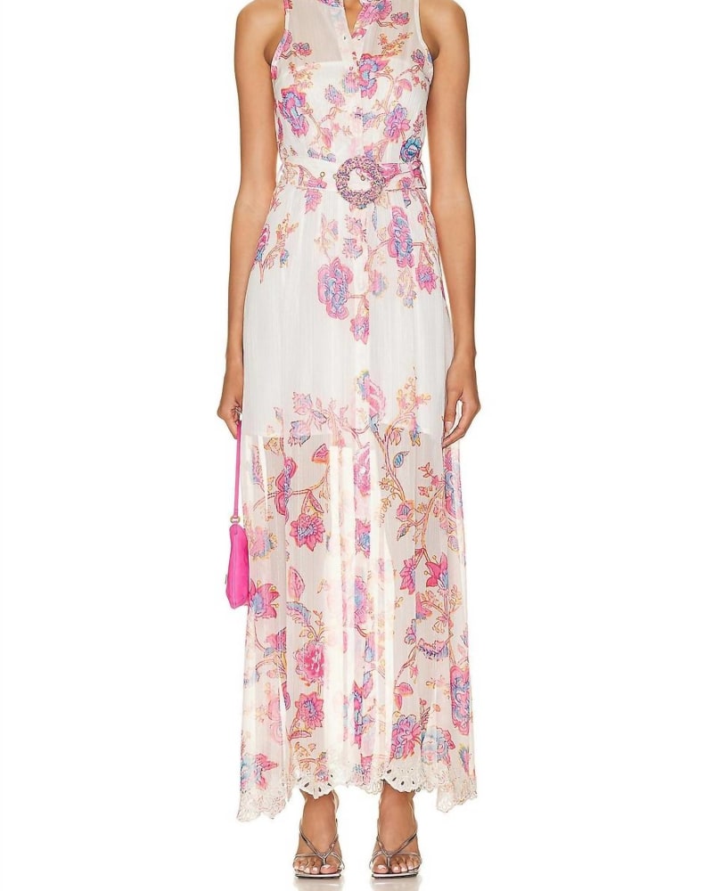 Front of a model wearing a size L Raisa Maxi Dress in Off White in Off White by HEMANT & NANDITA. | dia_product_style_image_id:336275